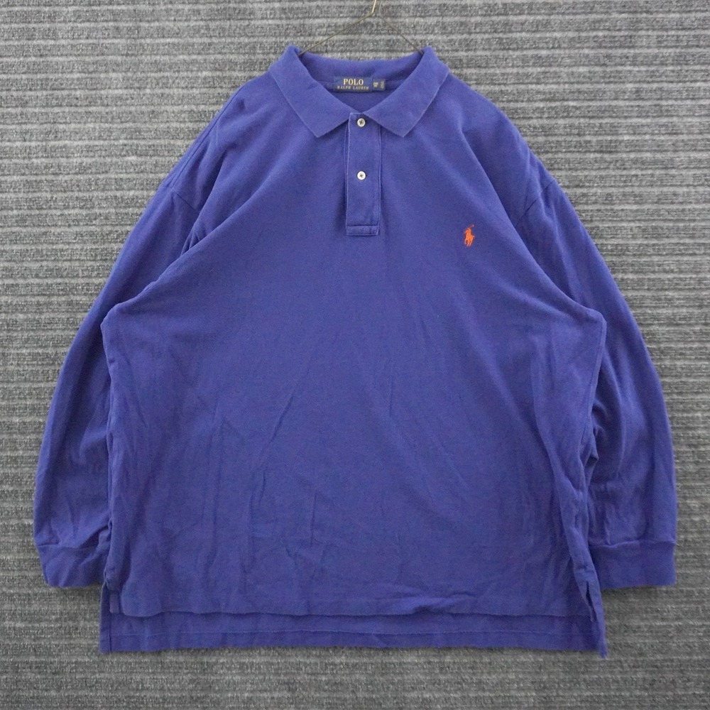 Polo Ralph Lauren Long Sleeve Polo Shirt Mens 2XB Purple Orange Pony Logo